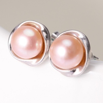 925 Sterling Silver7-8mm Natural Freshwater Cultured Flower Shaped Pearl Earring - Intl June 2018 - 5 925 Sterling silver7-8mm Natural Freshwater Cultured Flower Shaped Pearl Earring - intl - 5