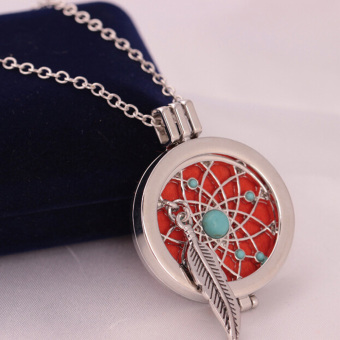 Aromatherapy Essential Oil Feather Turquoise Diffuser LocketNecklace With Pads - Intl June 2018 - 3 Aromatherapy Essential Oil Feather Turquoise Diffuser LocketNecklace with Pads - intl - 3