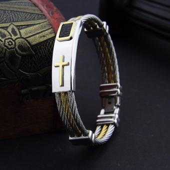 Authentic Classic Cross Stainless Steel Bracelet 18k Gold Plated LARGE (23 Cm) June 2018 - 2 Authentic Classic Cross Stainless Steel Bracelet 18k Gold Plated LARGE (23 cm) - 2