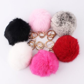 Black Rabbit Fur Ball PomPom Cell Phone Car Keychain PendantHandbag Charm Key Ring June 2018 - 2 Black Rabbit Fur Ball PomPom Cell Phone Car Keychain PendantHandbag Charm Key Ring - 2