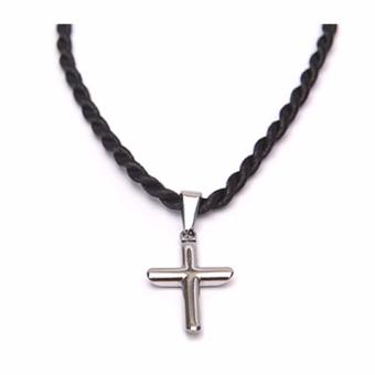 Black Twisted Rope Necklace With Cross Pendant June 2018 - 2 Black Twisted Rope Necklace with Cross Pendant - 2