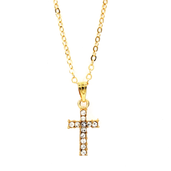 Bling Bling Thin Cross Earrings And Necklace Jewelry Set (Gold) July 2018 - 2 Bling Bling Thin Cross Earrings and Necklace Jewelry Set (Gold) - 2