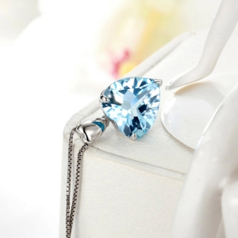 Blue Topaz Pendant Gemstone Jewelry 925 Sterling Silver Necklace Heart Women Romantic Gift June 2018 - 2 Blue Topaz Pendant Gemstone Jewelry 925 Sterling Silver Necklace Heart Women Romantic Gift - 2