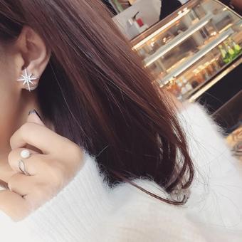 Candy Online Silver Diamond Snowflakes Pearl Double-sided Stud Earrings E422 June 2018 - 4 Candy Online Silver Diamond Snowflakes Pearl Double-sided Stud Earrings E422 - 4