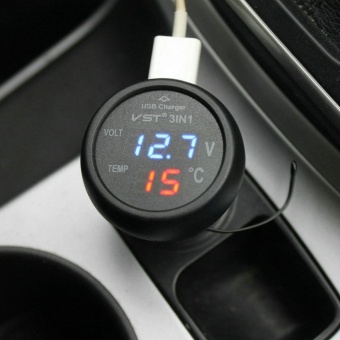 Car 12V 24V Blue LED Voltmeter & Red LED Thermometer & USBCharger - Intl June 2018 - 4 Car 12V 24V Blue LED Voltmeter & Red LED Thermometer & USBCharger - intl - 4