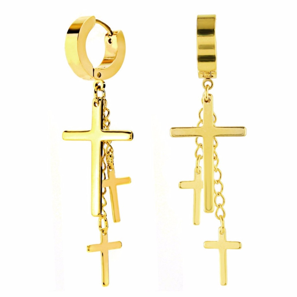 Philippines Charisma Cross Earrings Mens Stainless Steel Hoop Charisma Cross Earrings Mens Stainless Steel Hoop Huggie Lightning Dangle For Men Intl