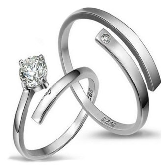 Couple Rings Jewellry 925 Silver Adjustable Lovers Ring Jewelry E016 - Intl June 2018 - 2 Couple Rings Jewellry 925 Silver Adjustable Lovers Ring Jewelry E016 - intl - 2