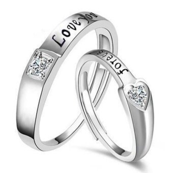 Couple Rings Jewellry 925 Silver Adjustable Lovers Ring Jewelry E028 - Intl June 2018 - 2 Couple Rings Jewellry 925 Silver Adjustable Lovers Ring Jewelry E028 - intl - 2
