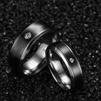 Couple Rings Titanium Steel Ring Wedding Band Black (Price Is For A Ring) - Intl June 2018 - 3 Couple Rings Titanium Steel Ring Wedding Band Black (Price is for a ring) - Intl - 3
