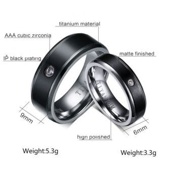 Couple Rings Titanium Steel Ring Wedding Band Black (Price Is For A Ring) - Intl June 2018 - 2 Couple Rings Titanium Steel Ring Wedding Band Black (Price is for a ring) - Intl - 2