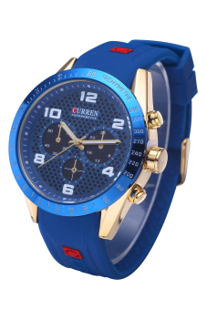 Curren 8167 Top Brand Men Waterproof Imported Quartz MovementFashion Silicone Wristwatches Gold Shell Blue Surface June 2018 - 2 Curren 8167 Top Brand Men Waterproof Imported Quartz MovementFashion Silicone Wristwatches Gold Shell Blue Surface - 2