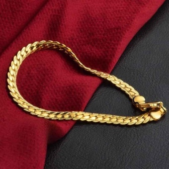Fashion Men 18k Golden Gold Full Side Shrimp Buckle Bracelet - Intl June 2018 - 4 Fashion Men 18k Golden Gold Full Side Shrimp Buckle Bracelet - intl - 4