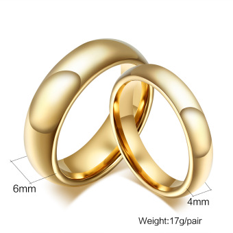 Fashion Tungsten Couple Rings 6MM/4MM Wide 18k Gold Plated Wedding Ring For Women And Men Jewelry - Intl April 2018 - 2 Fashion Tungsten Couple Rings 6MM/4MM Wide 18k Gold Plated Wedding Ring for Women and Men Jewelry - intl - 2