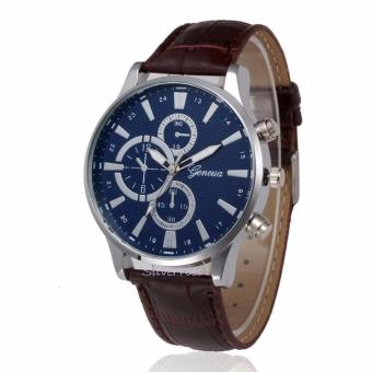 Geneva Men's Mens Silver Stainless Steel Crown And Back, Leather Strap Blue Faced Watch June 2018 - 3 Geneva Men's Mens Silver Stainless Steel Crown and Back, Leather Strap Blue Faced Watch - 3