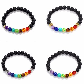 Hequ Joyme 7 Chakra Bracelet For Men Women Black Lava HealingBalance Beads Reiki Prayer Natural Stone - Intl June 2018 - 2 Hequ Joyme 7 Chakra Bracelet For Men Women Black Lava HealingBalance Beads Reiki Prayer Natural Stone - intl - 2
