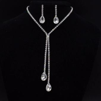 Hequ New Sparkling 4 Leaf Shape Dangling Wedding And EarringsBridal CZ Diamond Jewelry Sets For Wedding Necklace Jewelry SetSilver - Intl June 2018 - 2 Hequ New Sparkling 4 Leaf Shape Dangling Wedding And EarringsBridal CZ Diamond Jewelry Sets For Wedding necklace Jewelry setSilver - intl - 2
