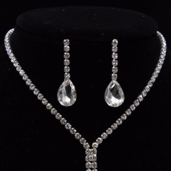 Hequ New Sparkling 4 Leaf Shape Dangling Wedding And EarringsBridal CZ Diamond Jewelry Sets For Wedding Necklace Jewelry SetSilver - Intl June 2018 - 4 Hequ New Sparkling 4 Leaf Shape Dangling Wedding And EarringsBridal CZ Diamond Jewelry Sets For Wedding necklace Jewelry setSilver - intl - 4