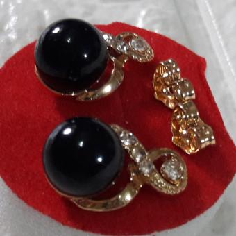 Infinity Earring With Charm Stone ( Black ) And Crystal Korean Style Hypoallergenic June 2018 - 2 Infinity earring with charm stone ( black ) and crystal Korean Style hypoallergenic - 2