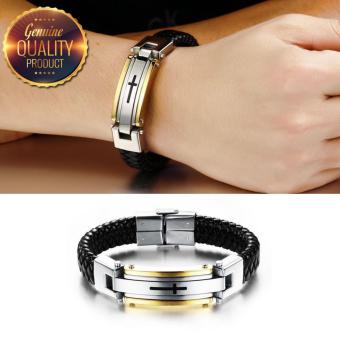 Leather Premium Cross Bracelet (18k Gold Plated) (19CM) June 2018 - 2 Leather Premium Cross Bracelet (18k Gold Plated) (19CM) - 2