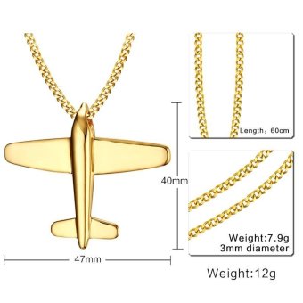 Men's Stainless Steel Pendant Necklace Gold-Color Aircraft Airplane With 24 Inch Chain - Intl June 2018 - 2 Men's Stainless Steel Pendant Necklace Gold-Color Aircraft Airplane with 24 Inch Chain - intl - 2