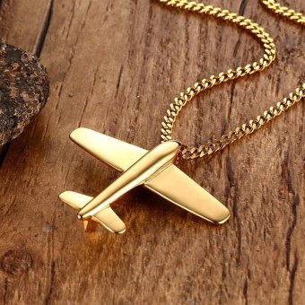 Men's Stainless Steel Pendant Necklace Gold-Color Aircraft Airplane With 24 Inch Chain - Intl June 2018 - 3 Men's Stainless Steel Pendant Necklace Gold-Color Aircraft Airplane with 24 Inch Chain - intl - 3