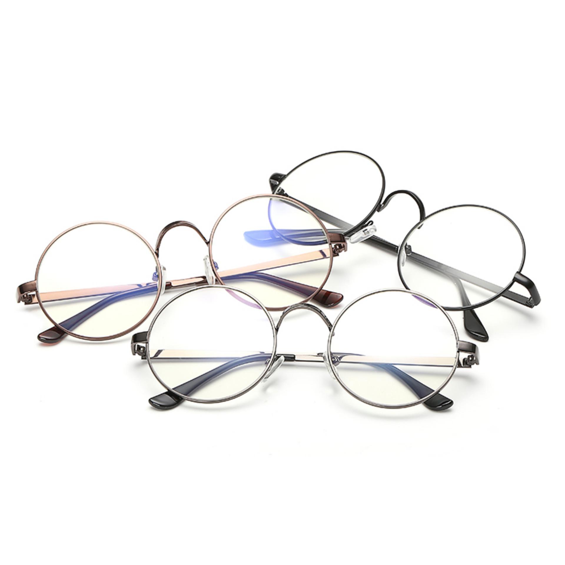 ... Men's Eyewear Fashion Vintage Retro Round Glasses BrightBlack FrameGlasses Plain for Myopia Men Eyeglasses Optical Frame ...