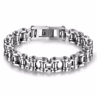 Men's Punk Cool Stainless Steel Bracelets Motorcycle Bicycle ChainBracelets Bangles(Black+Silver) - Intl June 2018 - 2 Men's Punk Cool Stainless Steel Bracelets Motorcycle Bicycle ChainBracelets Bangles(Black+Silver) - intl - 2