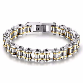 Men's Punk Cool Stainless Steel Bracelets Motorcycle Bicycle ChainBracelets Bangles(Black+Silver) - Intl June 2018 - 4 Men's Punk Cool Stainless Steel Bracelets Motorcycle Bicycle ChainBracelets Bangles(Black+Silver) - intl - 4