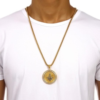 New Iced Out Gold Plated Freemason Masonic Compass G Round Pendant Free-Mason Freemasonry Hip Hop Necklace For Men/Women - Intl June 2018 - 2 New Iced Out Gold Plated Freemason Masonic Compass G Round Pendant Free-Mason Freemasonry Hip Hop Necklace for Men/Women - intl - 2