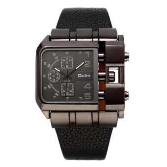 OULM Men Male Unique Leather Strap Square Alloy Case Quartz Wrist Watch Black - Intl April 2018 - 5 OULM Men Male Unique Leather Strap Square Alloy Case Quartz Wrist Watch Black - intl - 5