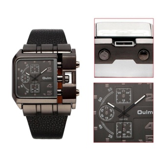 OULM Men Male Unique Leather Strap Square Alloy Case Quartz Wrist Watch Black - Intl April 2018 - 4 OULM Men Male Unique Leather Strap Square Alloy Case Quartz Wrist Watch Black - intl - 4