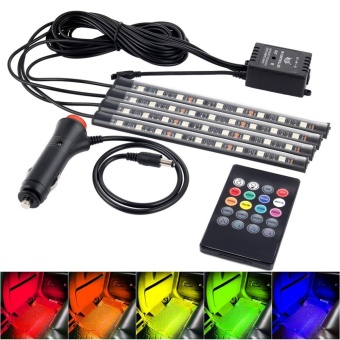 PAlight 4Pcs 9 LED Car Atmosphere Lamp Interior Decoration Light With Remote Control RGB LED Strip Lights - Intl June 2018 - 2 PAlight 4Pcs 9 LED Car Atmosphere Lamp Interior Decoration Light With Remote Control RGB LED Strip Lights - intl - 2