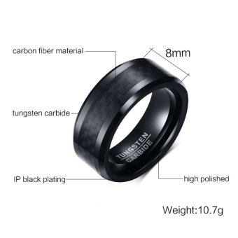 Personality Black 8MM Carbon Fiber Tungsten Steel Ring Mens Jewelry Size 7-12 - Intl June 2018 - 2 Personality Black 8MM Carbon Fiber Tungsten Steel Ring Mens Jewelry Size 7-12 - intl - 2