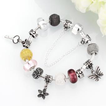 Popcorn H005-B Heart Tag Charm Silver Plated Bracelet With Zircon Inlay June 2018 - 3 Popcorn H005-B Heart Tag Charm Silver Plated Bracelet with Zircon Inlay - 3