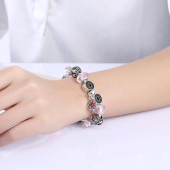 Popcorn H058 Red Sakura Pendant With Baby Pink Charm Bracelet ForWomen (Silver Plated) June 2018 - 5 Popcorn H058 Red Sakura Pendant with Baby Pink Charm Bracelet forWomen (Silver Plated) - 5