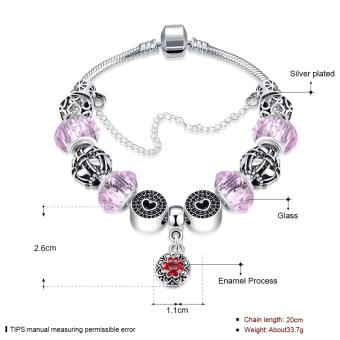 Popcorn H058 Red Sakura Pendant With Baby Pink Charm Bracelet ForWomen (Silver Plated) June 2018 - 2 Popcorn H058 Red Sakura Pendant with Baby Pink Charm Bracelet forWomen (Silver Plated) - 2