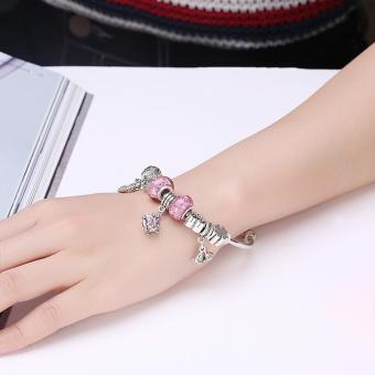 Popcorn YW-GSH163-6.5 Carved Lucky Beads & Four Leaf Clover With Heart & Flower & Geometric Pendant Pandora Bangle Bracelet June 2018 - 5 Popcorn YW-GSH163-6.5 Carved Lucky Beads & Four Leaf Clover with Heart & Flower & Geometric Pendant Pandora Bangle Bracelet - 5
