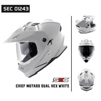 SEC 01243 Chief Motard Dual Hex White Helmet (2017 Collection) June 2018 - 2 SEC 01243 Chief Motard Dual Hex White Helmet (2017 Collection) - 2