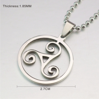 Silver Tone Stainless Steel Triskelion Triskele Round PendantNecklace Free Chain 60CM Long - Intl June 2018 - 2 Silver Tone Stainless Steel Triskelion Triskele Round PendantNecklace Free Chain 60CM Long - Intl - 2