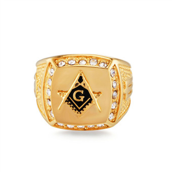 Stainless Steel Freemason Ring CZ Diamond Men Gold Masonic Jewelry June 2018 - 2 Stainless Steel Freemason Ring CZ Diamond Men Gold Masonic Jewelry - 2