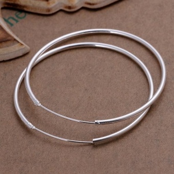 Surface Pure Silver Plated Round Big Large Hoop Huggie Loop AlloyEarrings - Intl June 2018 - 3 Surface Pure Silver Plated Round Big Large Hoop Huggie Loop AlloyEarrings - intl - 3