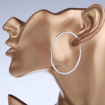 Surface Pure Silver Plated Round Big Large Hoop Huggie Loop AlloyEarrings - Intl June 2018 - 5 Surface Pure Silver Plated Round Big Large Hoop Huggie Loop AlloyEarrings - intl - 5
