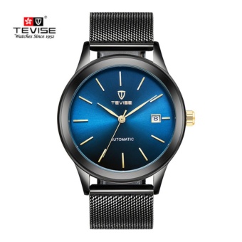 TEVISE Men Watches Gold Mesh Steel Automatic Mechanical WatchLuxury Brand Waterproof Men Watch Calendar Clock Relogio