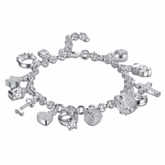 Treasure By B&D H144 Ball Moon Cross Heart Tassel Bracelet (Silver Plated) June 2018 - 2 Treasure by B&D H144 Ball Moon Cross Heart Tassel Bracelet (Silver Plated) - 2