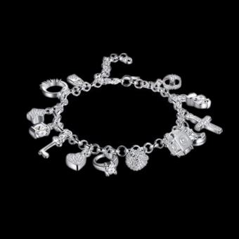 Treasure By B&D H144 Ball Moon Cross Heart Tassel Bracelet (Silver Plated) June 2018 - 4 Treasure by B&D H144 Ball Moon Cross Heart Tassel Bracelet (Silver Plated) - 4