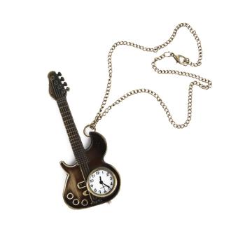 Unisex Bronze Guitar Style Quartz Pocket Watch Necklace For Male Female July 2018 - 3 Unisex Bronze Guitar Style Quartz Pocket Watch Necklace for Male Female - 3