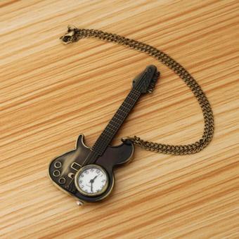 Unisex Bronze Guitar Style Quartz Pocket Watch Necklace For Male Female July 2018 - 2 Unisex Bronze Guitar Style Quartz Pocket Watch Necklace for Male Female - 2