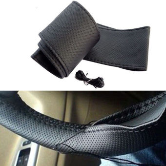 Universal PU Leather DIY Steering Wheel Car Cover With Needles AndThread Black Red July 2018 - 3 Universal PU Leather DIY Steering Wheel Car Cover With Needles andThread Black red - 3