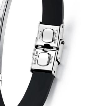 Venice Jewelry Black Bradley Clasp Design Titanium Stainless SteelBlack Silicone Unisex Bracelets June 2018 - 2 Venice Jewelry Black Bradley Clasp Design Titanium Stainless SteelBlack Silicone Unisex Bracelets - 2