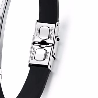Venice Jewelry Gold Caleb Clasp Design Titanium Stainless SteelBlack Silicone Unisex Bracelets May 2018 - 2 Venice Jewelry Gold Caleb Clasp Design Titanium Stainless SteelBlack Silicone Unisex Bracelets - 2